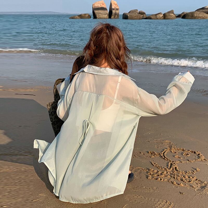 シャツ ジャケット サマールーズトップス ロング 夏物 試着室43756879547