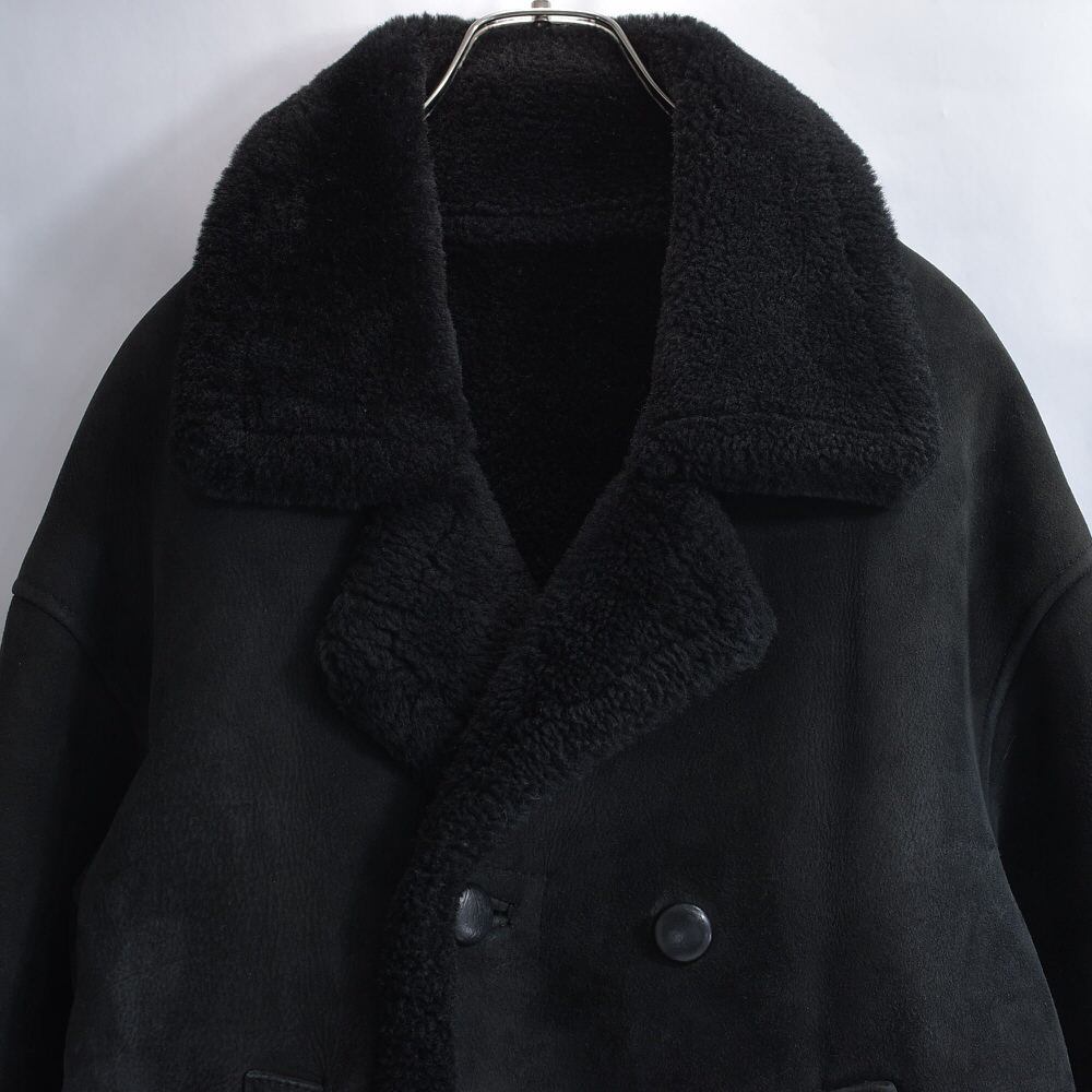 80~90s SETTE ALCOBALENO ブラックムートン スエード ボア ジャケット ヴィンテージ シアリングジャケット シープスキン 本革 ビンテージ 古着 メンズL相当