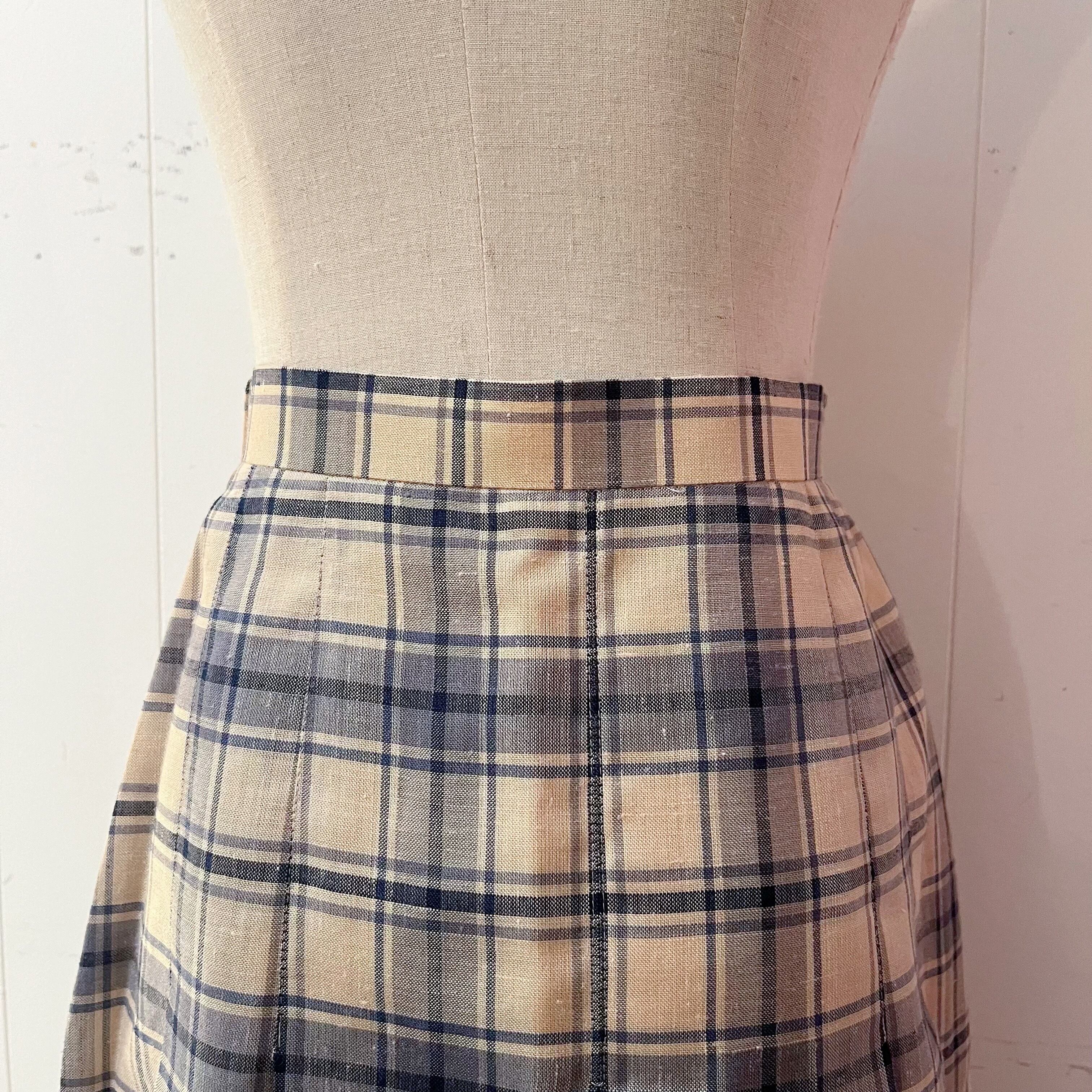 DAKS / blue beige check skirt