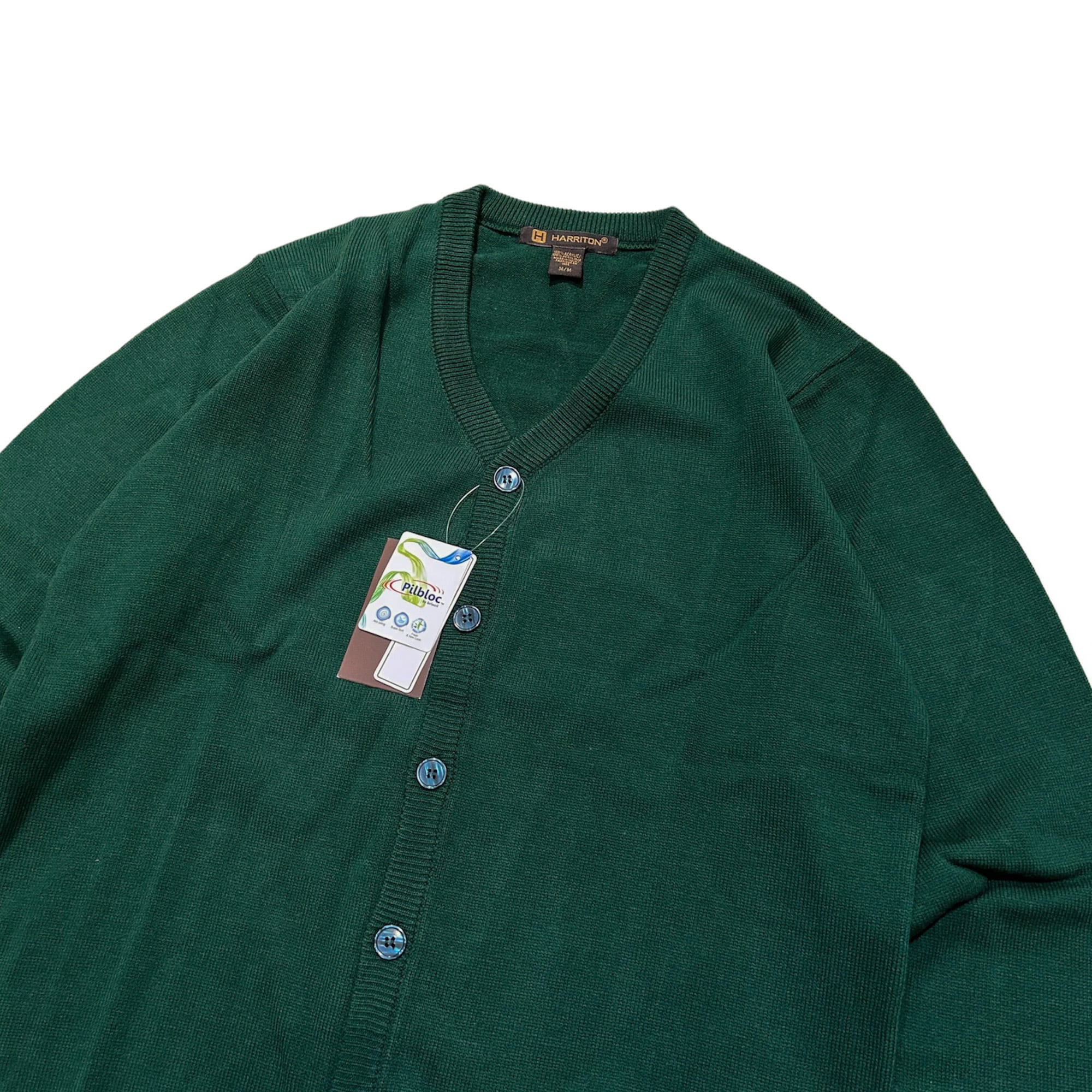 HARRITON / V-NECK KNIT CARDIGAN BLACK GREEN (ハリトン Vネック