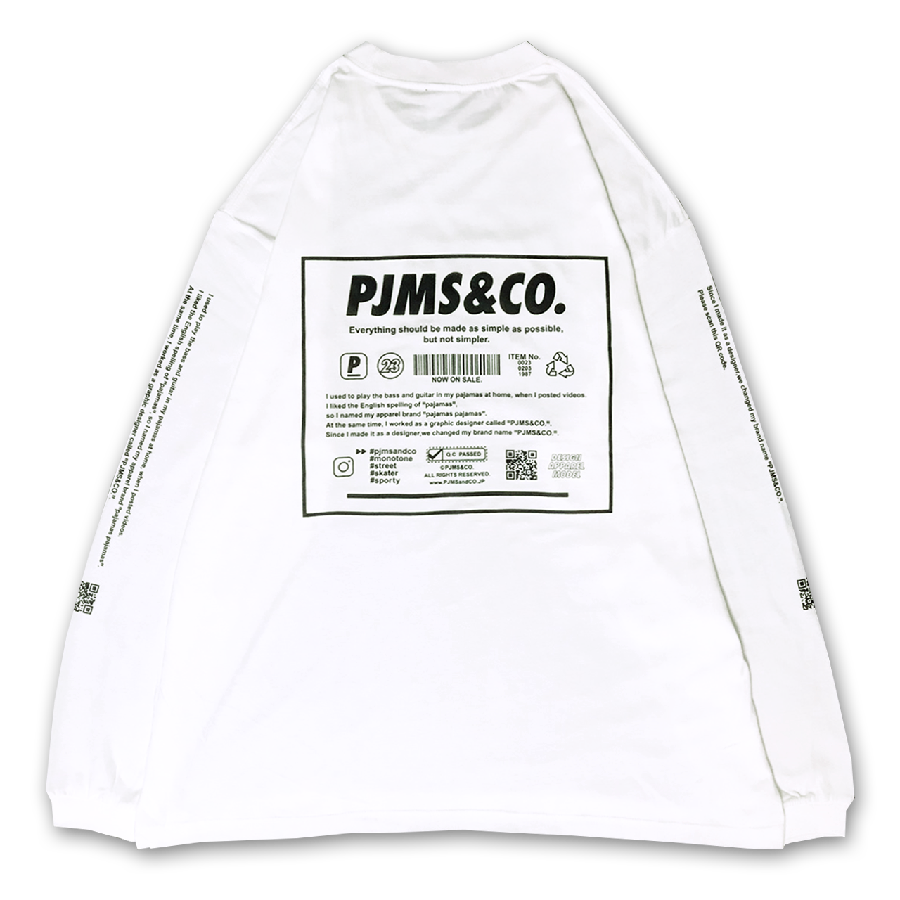 『Back label』 L/S Tee White | PJMS&CO. online store