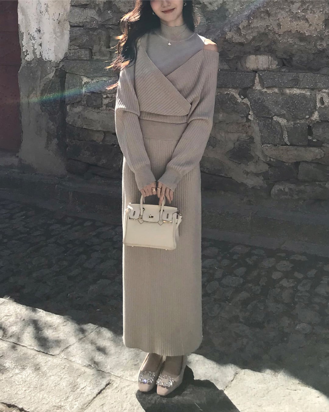 ショルダーオープンリブニットセットアップ A25414