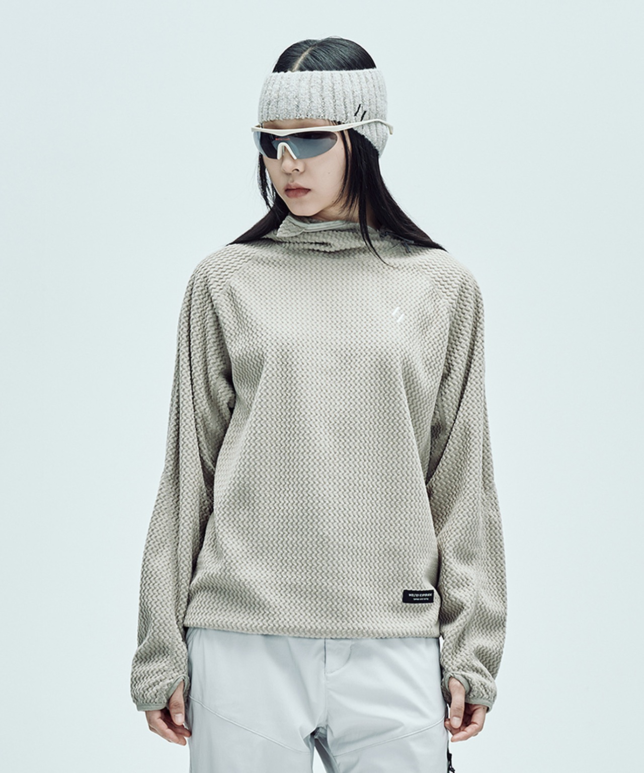 CALORA FLEECE HOODED PULLOVER_BEIGE