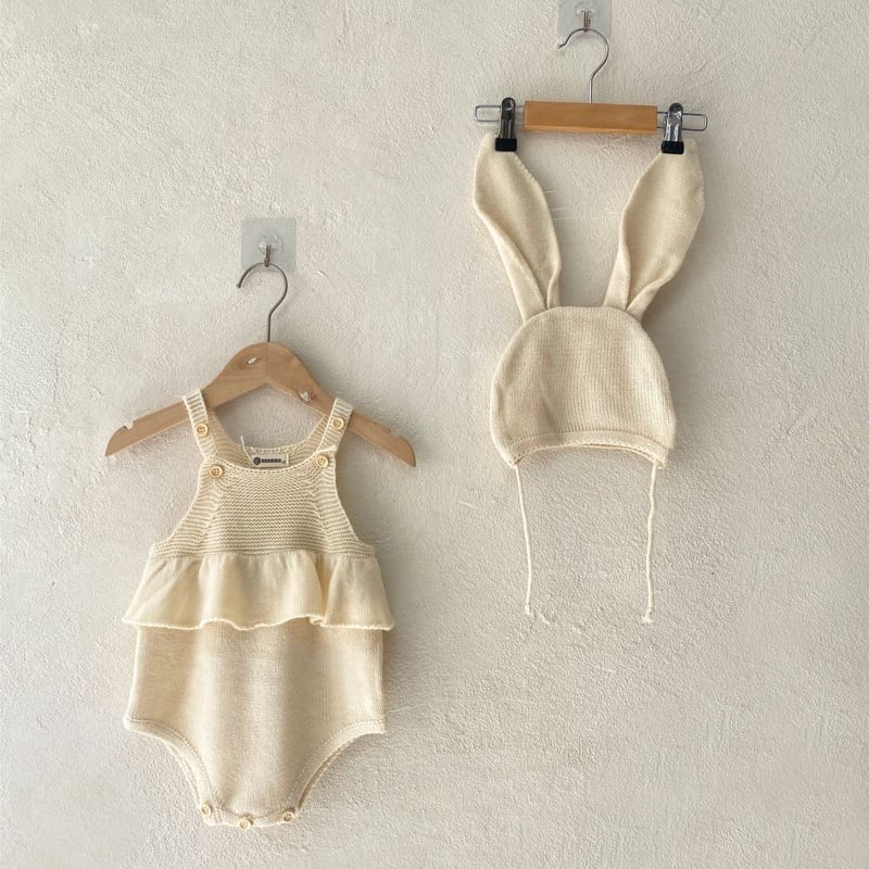 【BABY】韓国風 ニットサロペッロンパース
