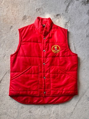 70～80s Sears/Padding Vest/M/パディングベスト/ナイロンベスト/ESSO BOYワッペン/レッド/シア－ズ