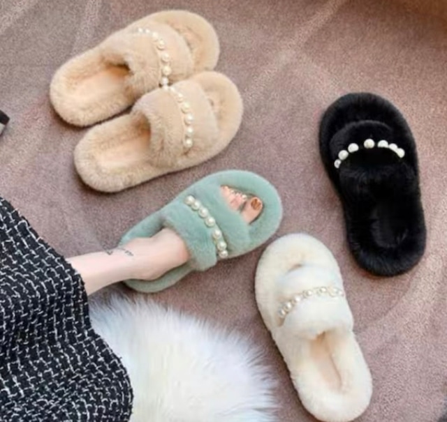 【4color/5size】pearl design room slippers p583