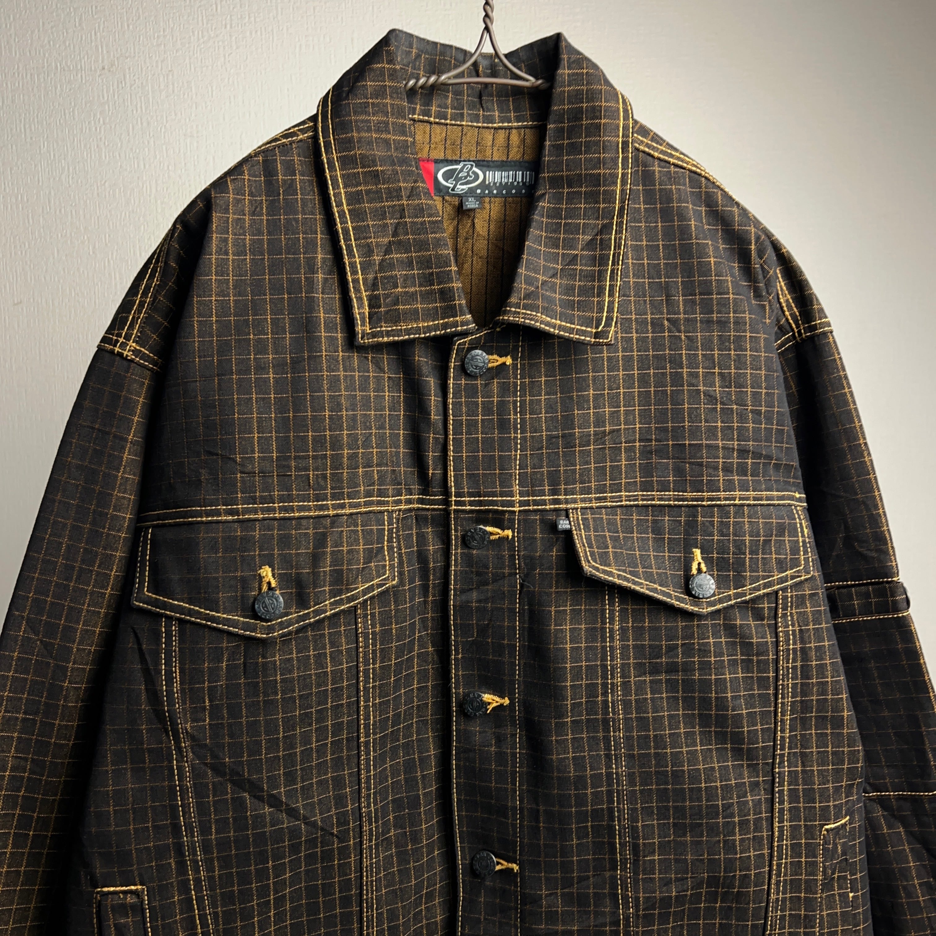 “BARCODE JEANS” Denim Jacket SIZE XL デニムジャケット 玉蟲 タマムシ ストリート古着 ヒップホップ  【0908A77】【送料無料】