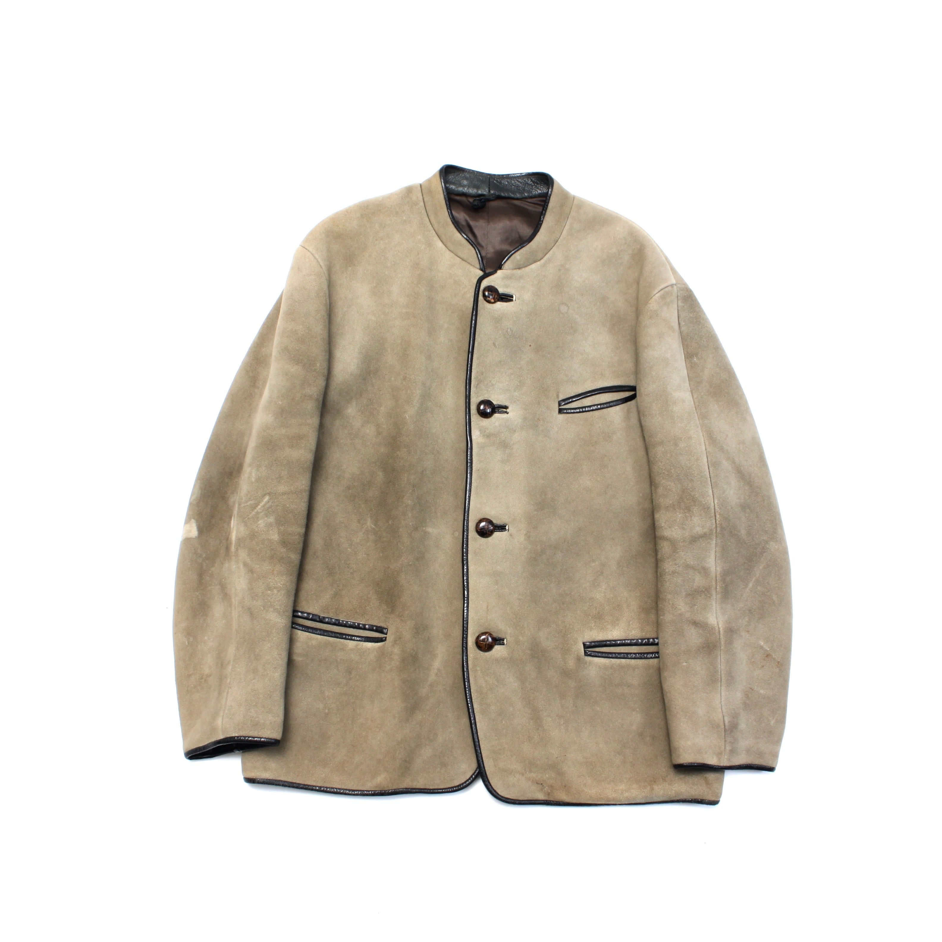 0367. vintage suede tyrolean jacket カーキ スエードレザー ...