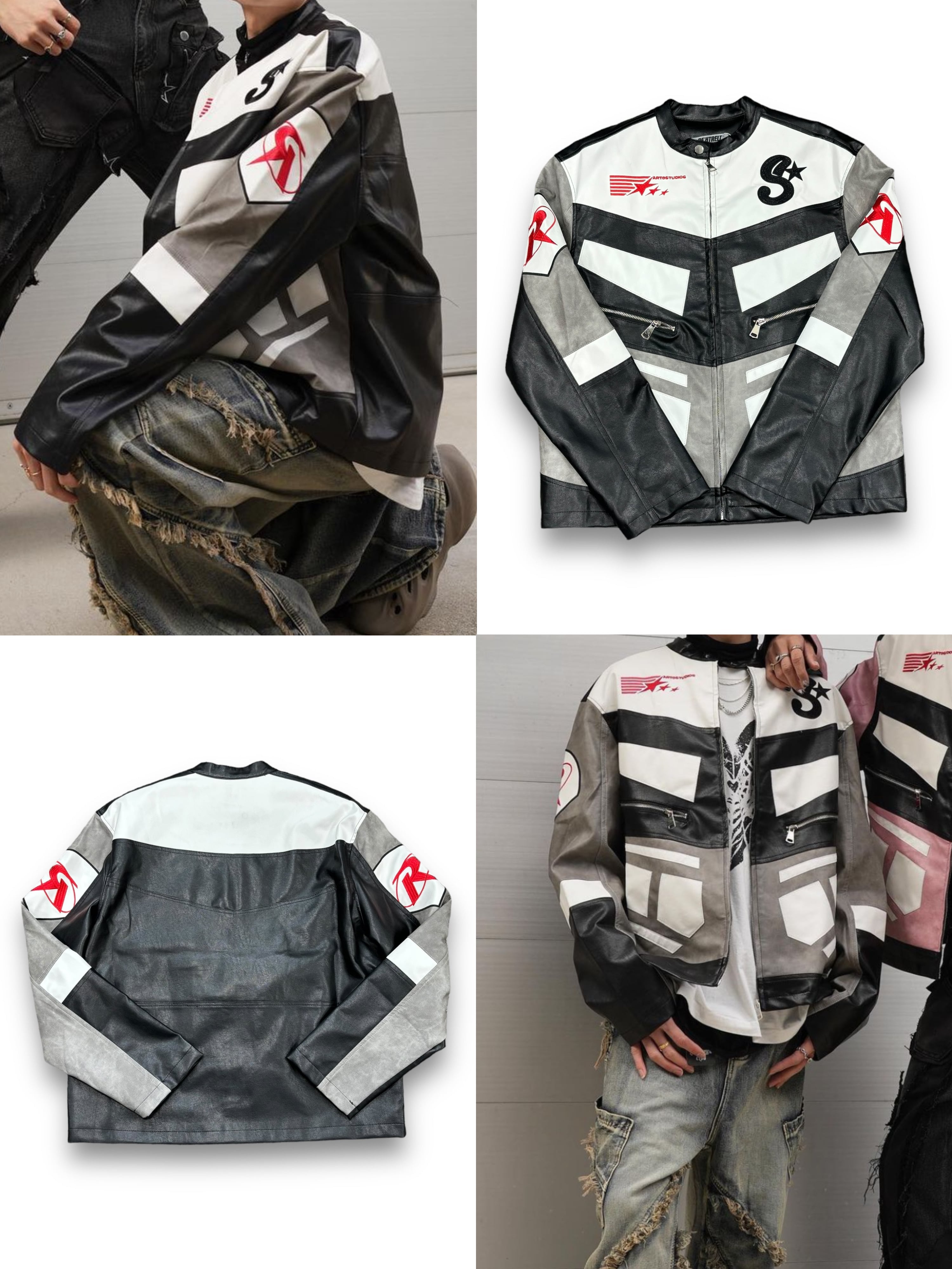 【PLANET STUDIO】racing lether jacket