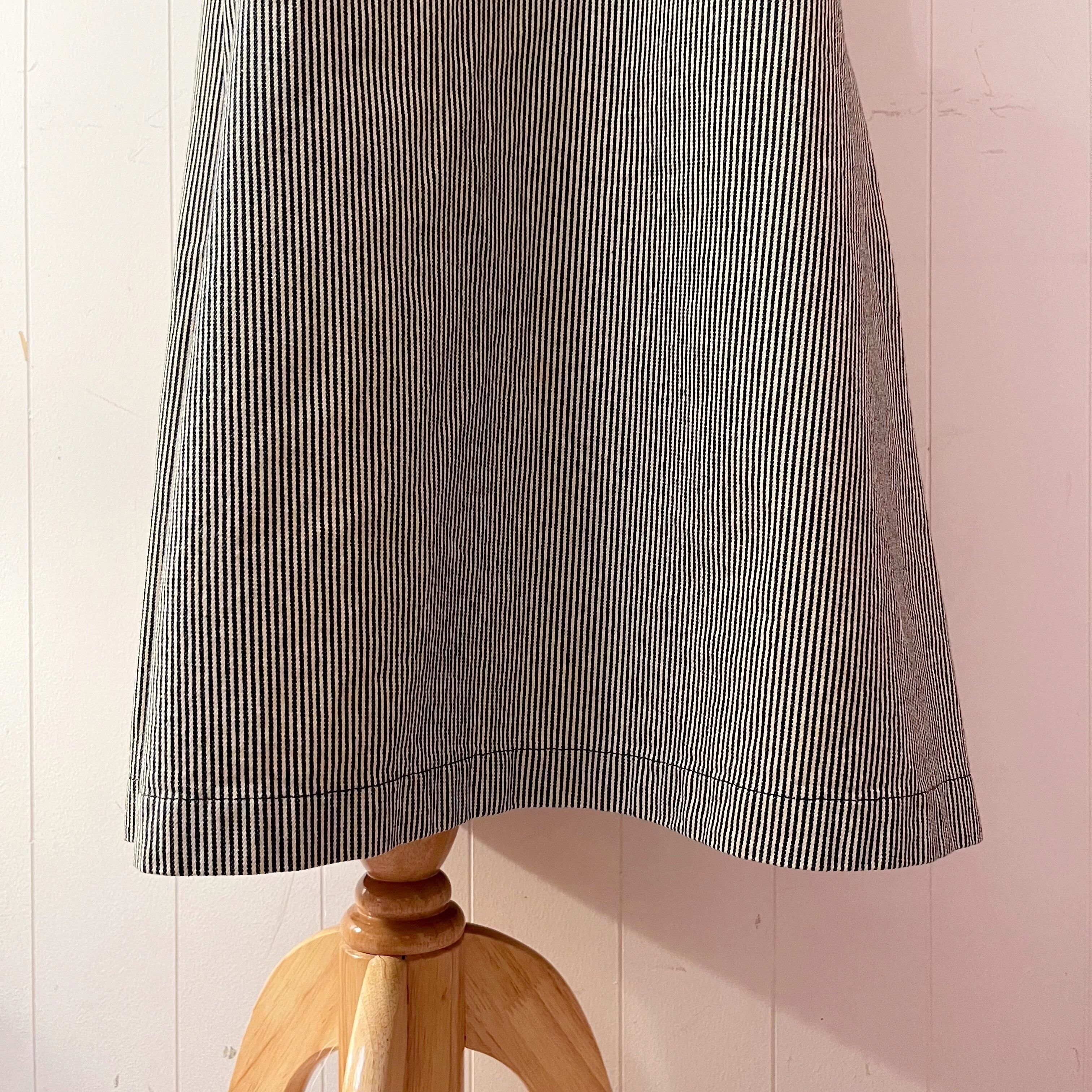 hickory stripe snap button one-piece