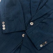 シルク100% NINA RICCI ニナリッチ ストライプ 背抜き 2B テーラードジャケット 96AB5/グリーンブルー系 メンズ