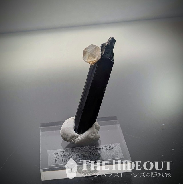 ヒマラヤ産鉱物原石標本028 タプレジュン地区産ショールトルマリン　ちょこっと乗ったDT水晶が超カワなんですけど～