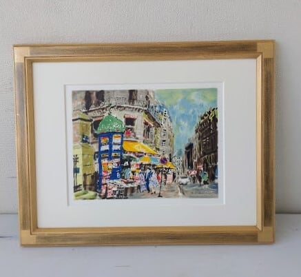 川勝茂弘「 ローマ・テレべ川」（イタリア） 水彩画 額縁外寸53.0x41