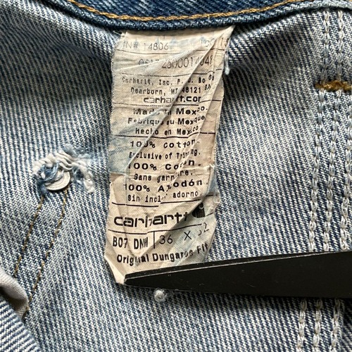 メキシコ製 デニム ダブルニー Carhartt B07 DNM 36×32 詳細写真10