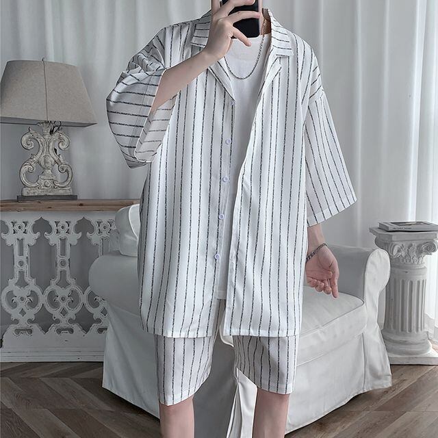 予約販売】メンズ セットアップ 上下 ハーフパンツ 半袖シャツ