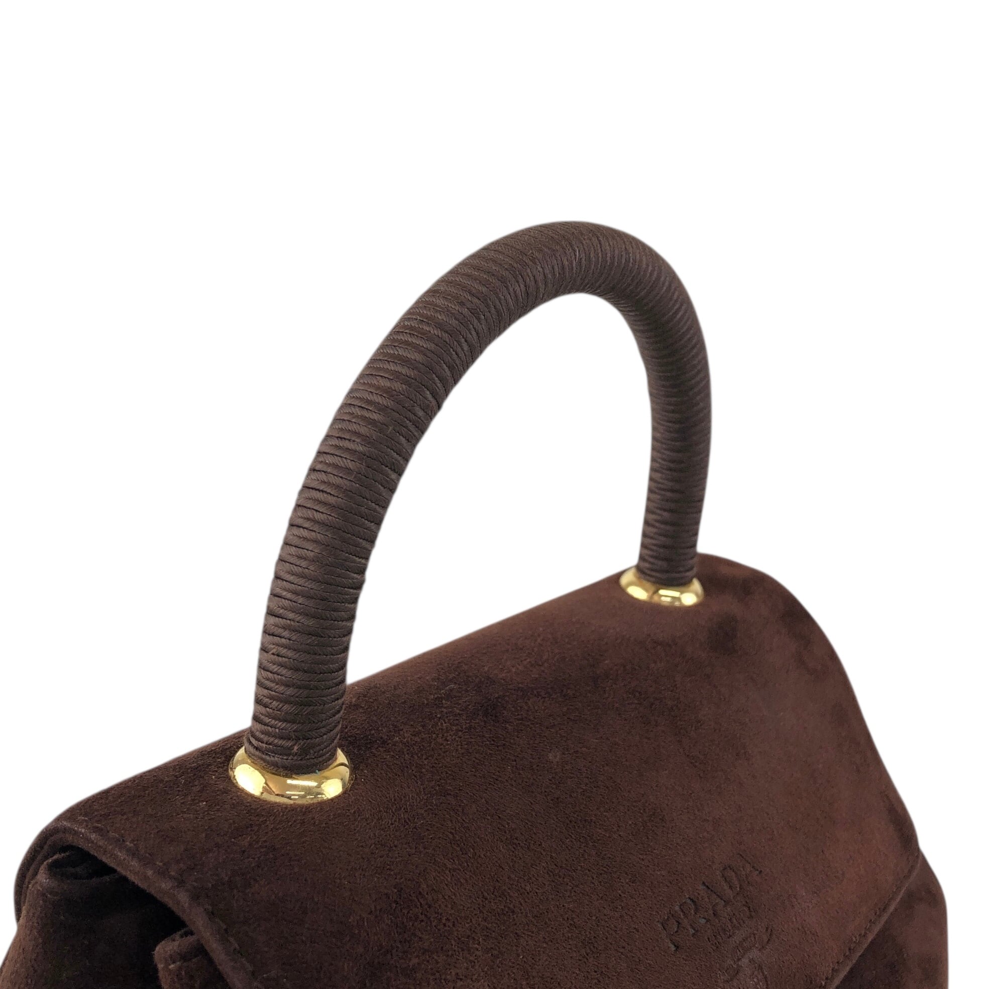 PRADA プラダ ハンドバッグ ブラウン ロゴ スエード vintage