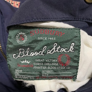 【BLOODSTOCK】ブルゾン ジャンパー 刺繍 バックロゴ アーチロゴ 中綿ジャケット リバーシブルジャケット レトロ フルジップ ジップアップ M US古着