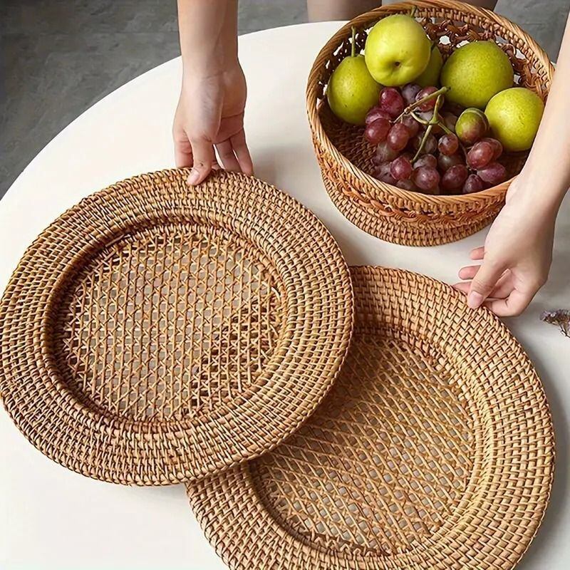 ラタン プレート トレイ 籐 アンダープレート ショープレート