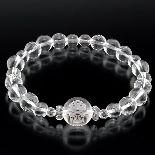 【五体健康】天然石 白水晶 地蔵ブレス<ジュエリー品質保証書>(12mm)