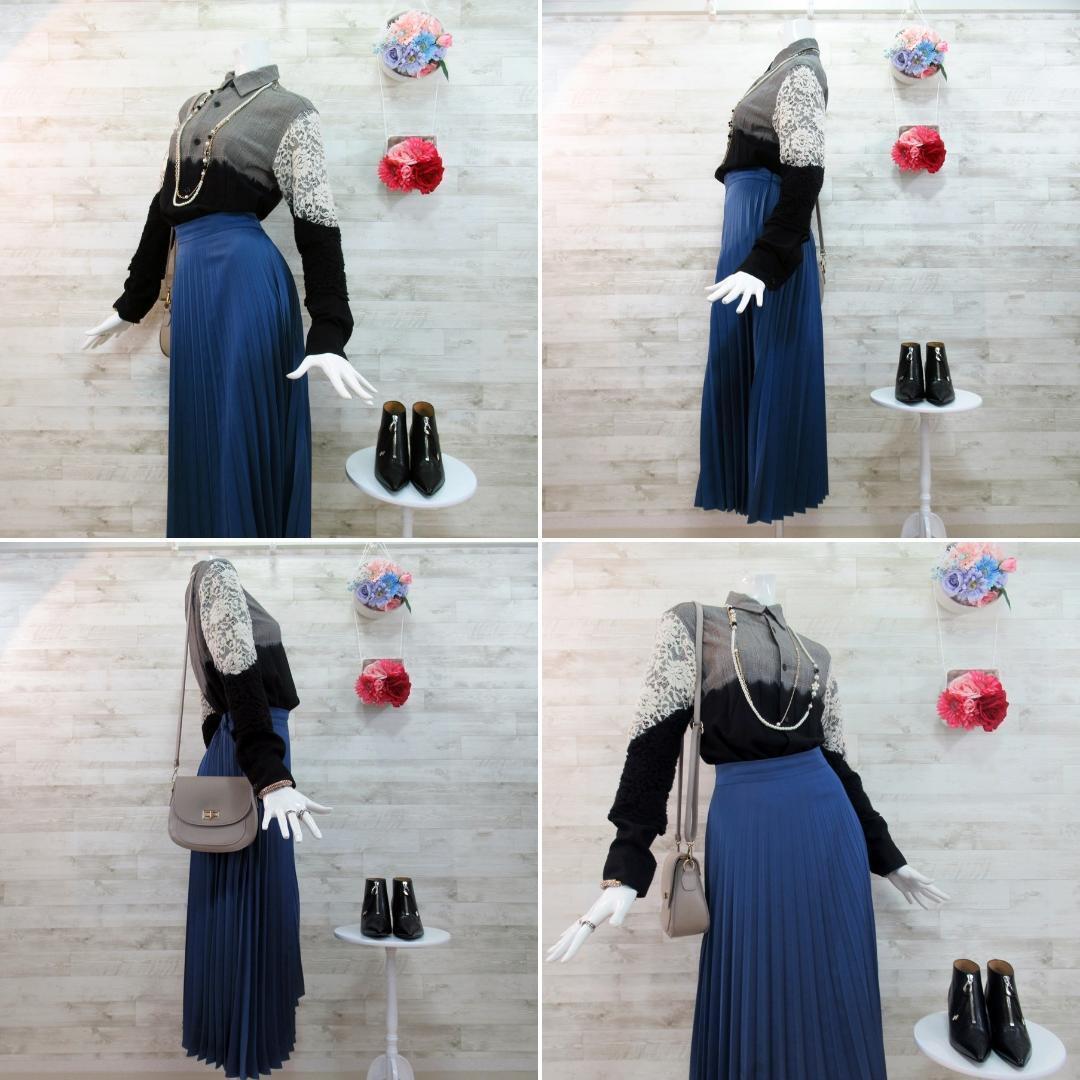 Ys ワイズ 切替レースブラウス グレンチェック L 千鳥格子 ヨ