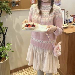 ノルディック柄ニットトップス ・8487 ノルディック柄ニットトップス ・8487