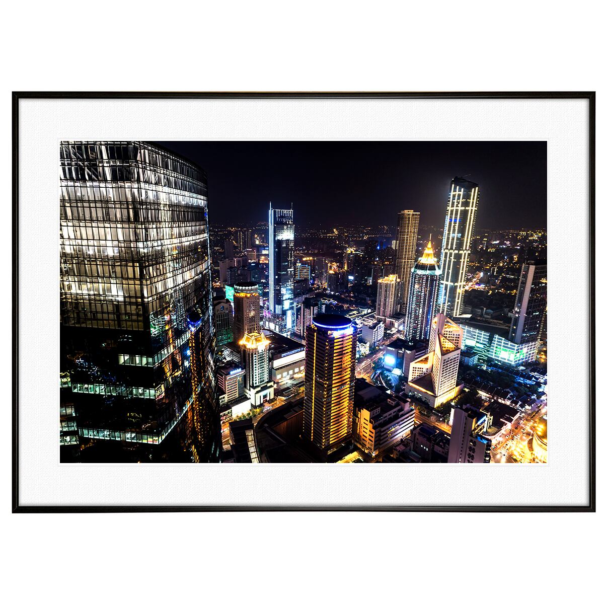 夜景写真 上海 インテリアアートポスター額装 AS1949
