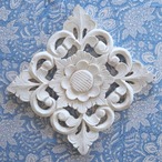 ブロックプリント生地【50cm単位】インド綿  花柄 ゼニスブルー×白 #46697-BL1【再入荷】