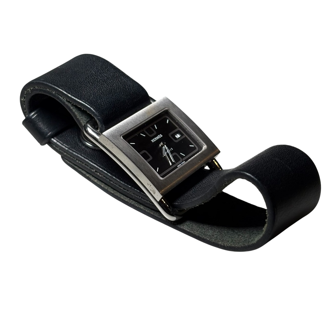 HERMES rectangle quartz watch “Barenia”