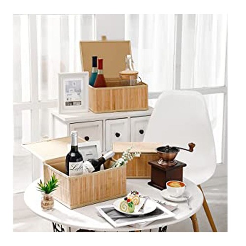 竹製バスケット ３個セット 蓋付き 収納ボックス 多目的収納