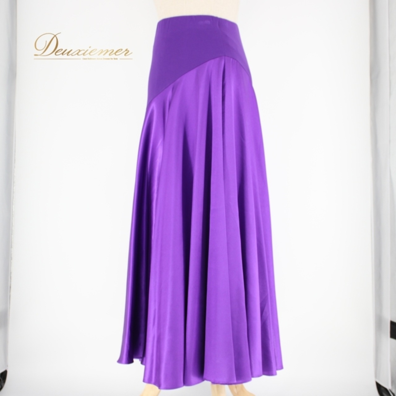 社交ダンス 衣装 スタンダード スカート レッスンウェア オールシーズン 紫 Create-Sun クリエイトサン パープル系 無地 シンプル 光沢感 伸縮性 89cm ウエスト29.5cm パープル 衣装 スカート 舞台映え クリエイトサン ポリエステル 体型カバー ダンスウエア 汎用性 おしゃれ エレガント