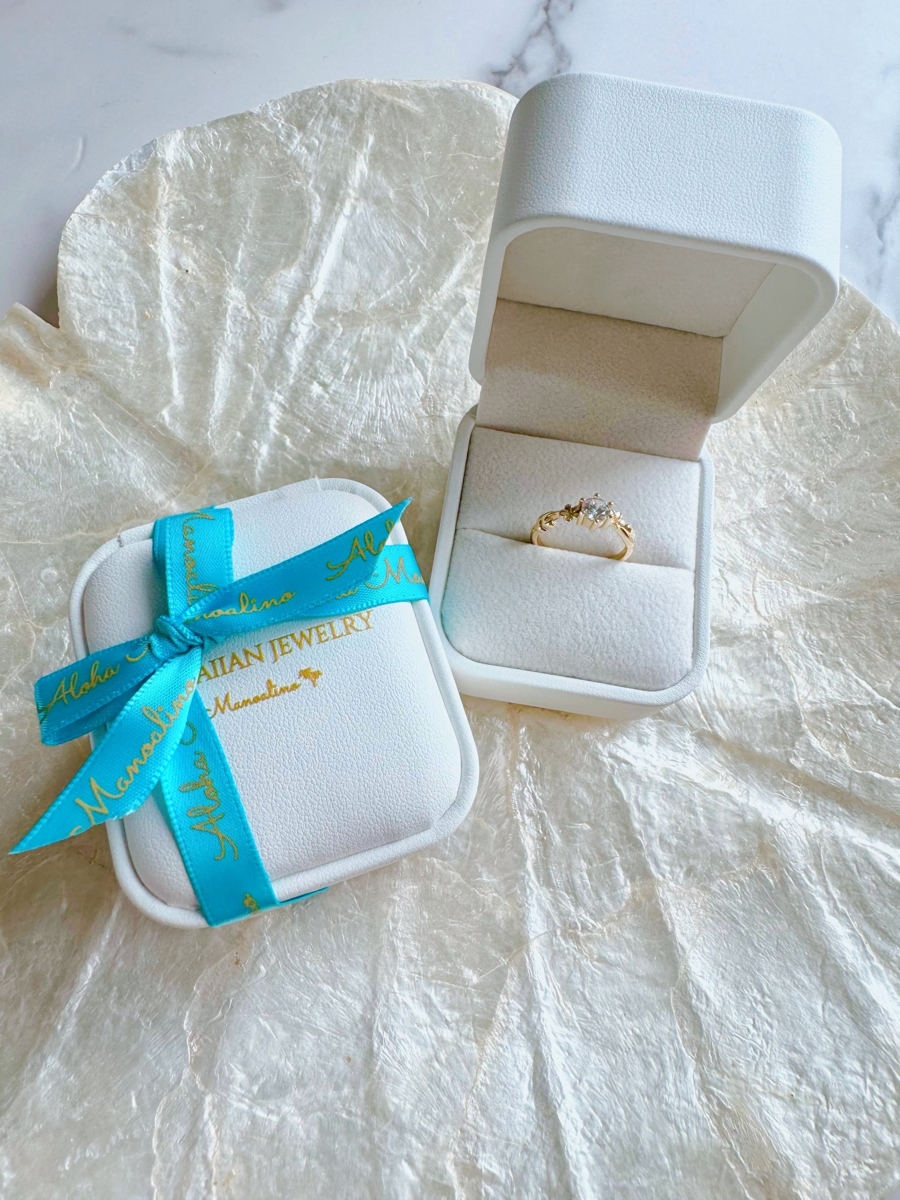 手彫り】Cz Diamond×Plumeria ring Hawaiian jewelry(Czダイヤモンド