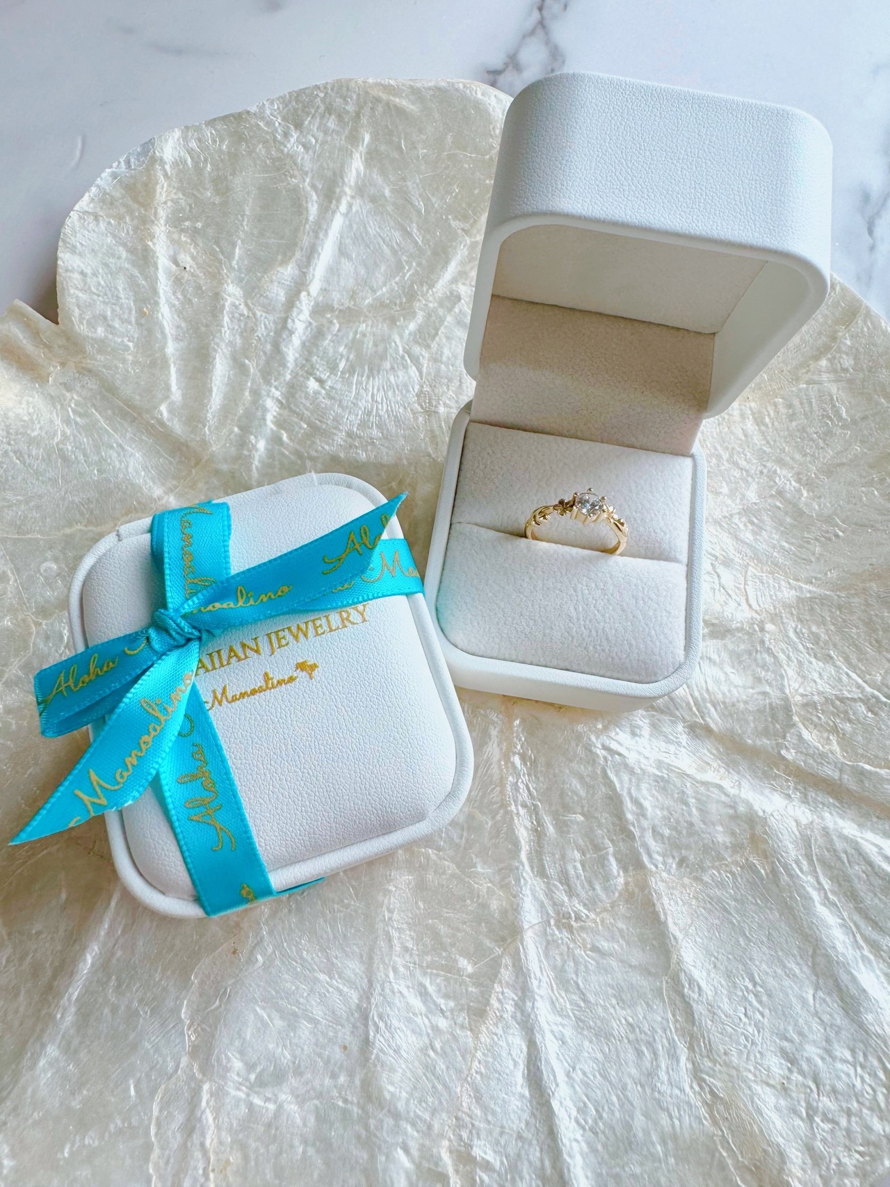 【手彫り】Cz Diamond×Plumeria ring Hawaiian jewelry(Czダイヤモンド×プルメリアリング、指輪ハワイアンジュエリー)