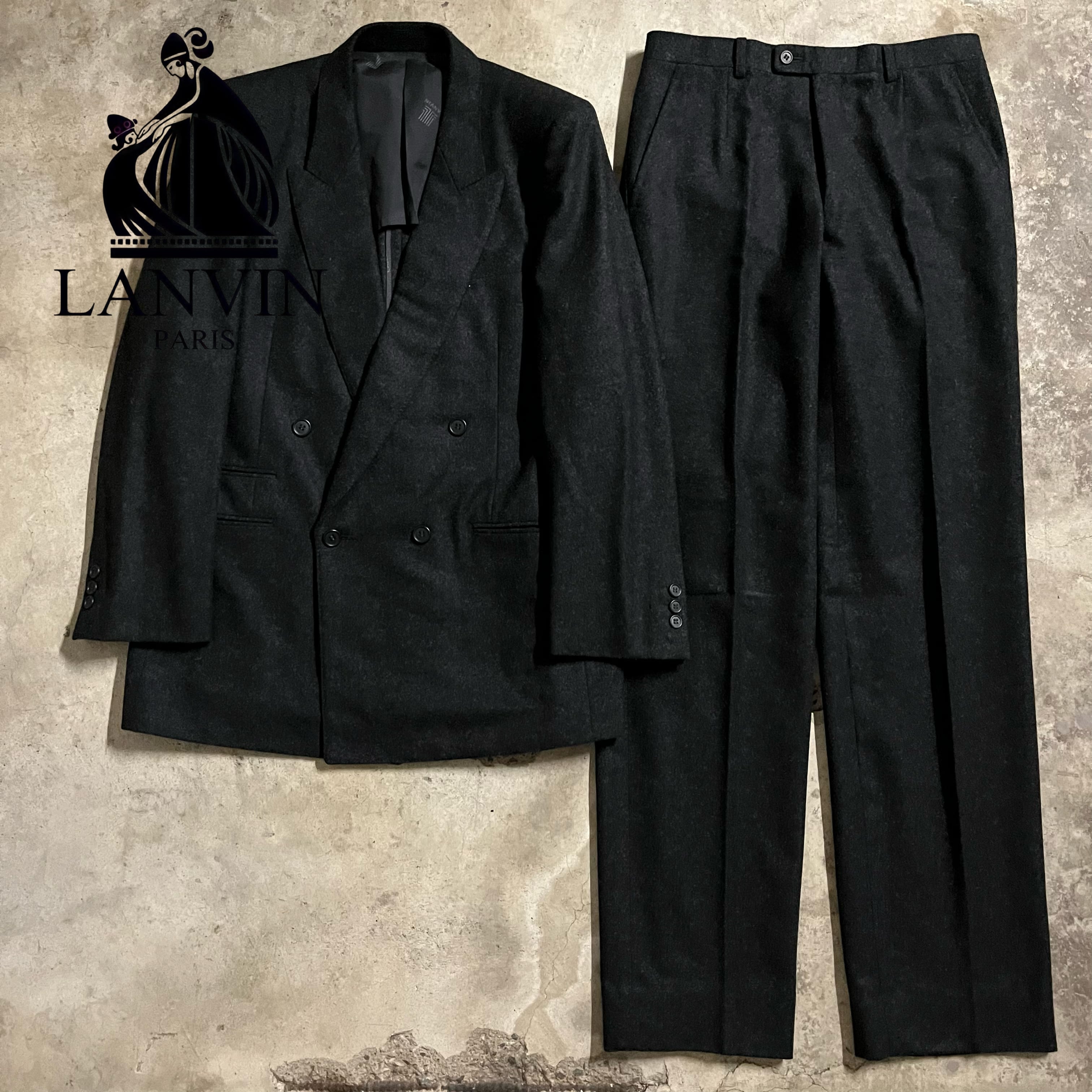 LANVIN〗retro double wool setup suit/ランバン レトロ ダブル ウール