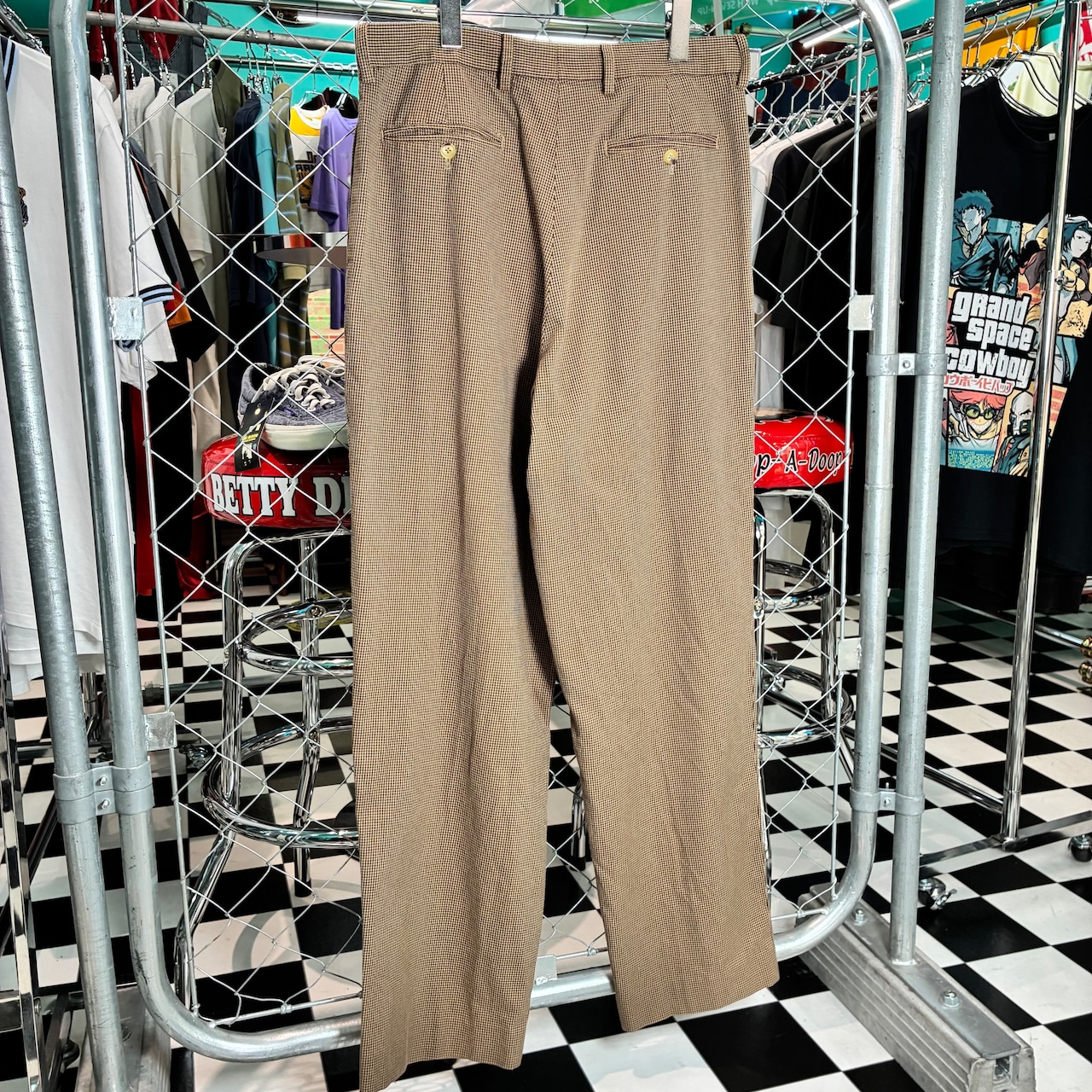90s TOMMY HILFIGER 2タックワイドスラックス 千鳥格子 トミー