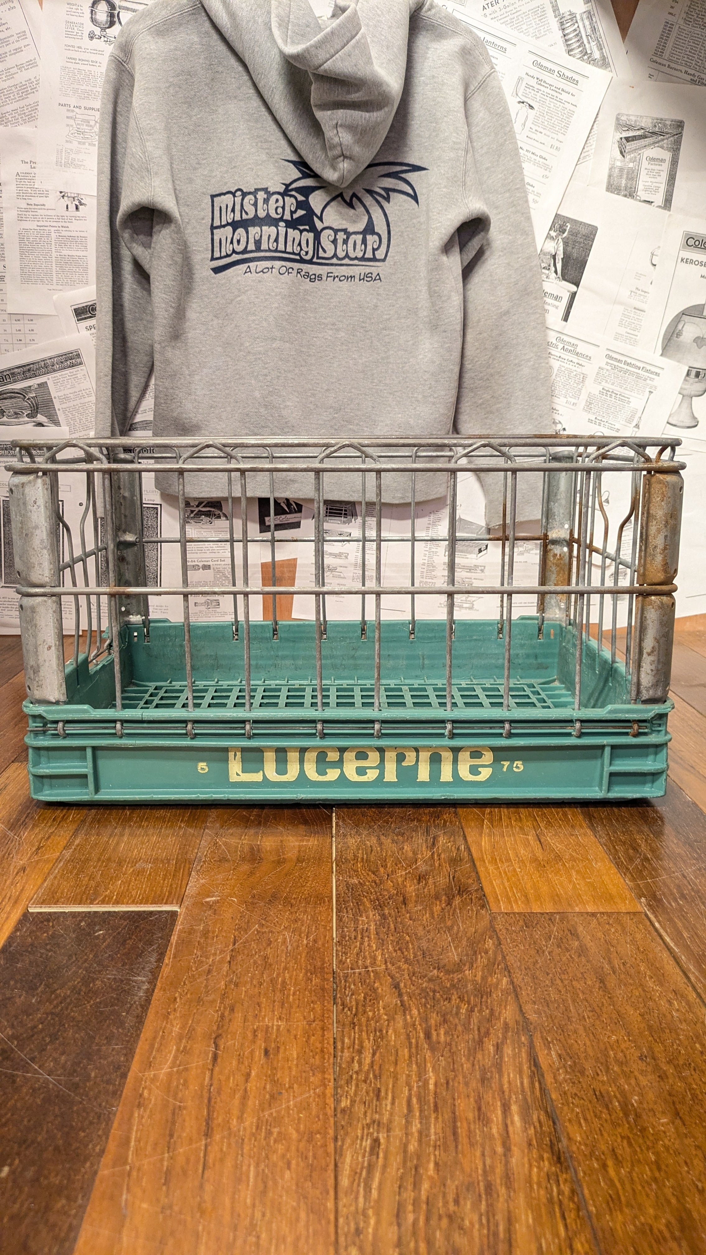 Vintage LUCERNE WireCrate StorageBox Antique Container ビンテージ