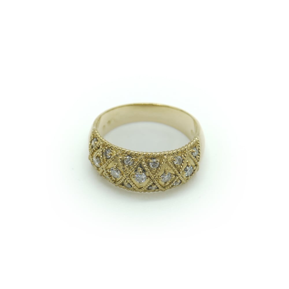 K18 ダイヤモンド デザインリング 18金 指輪 16号 Y02884-