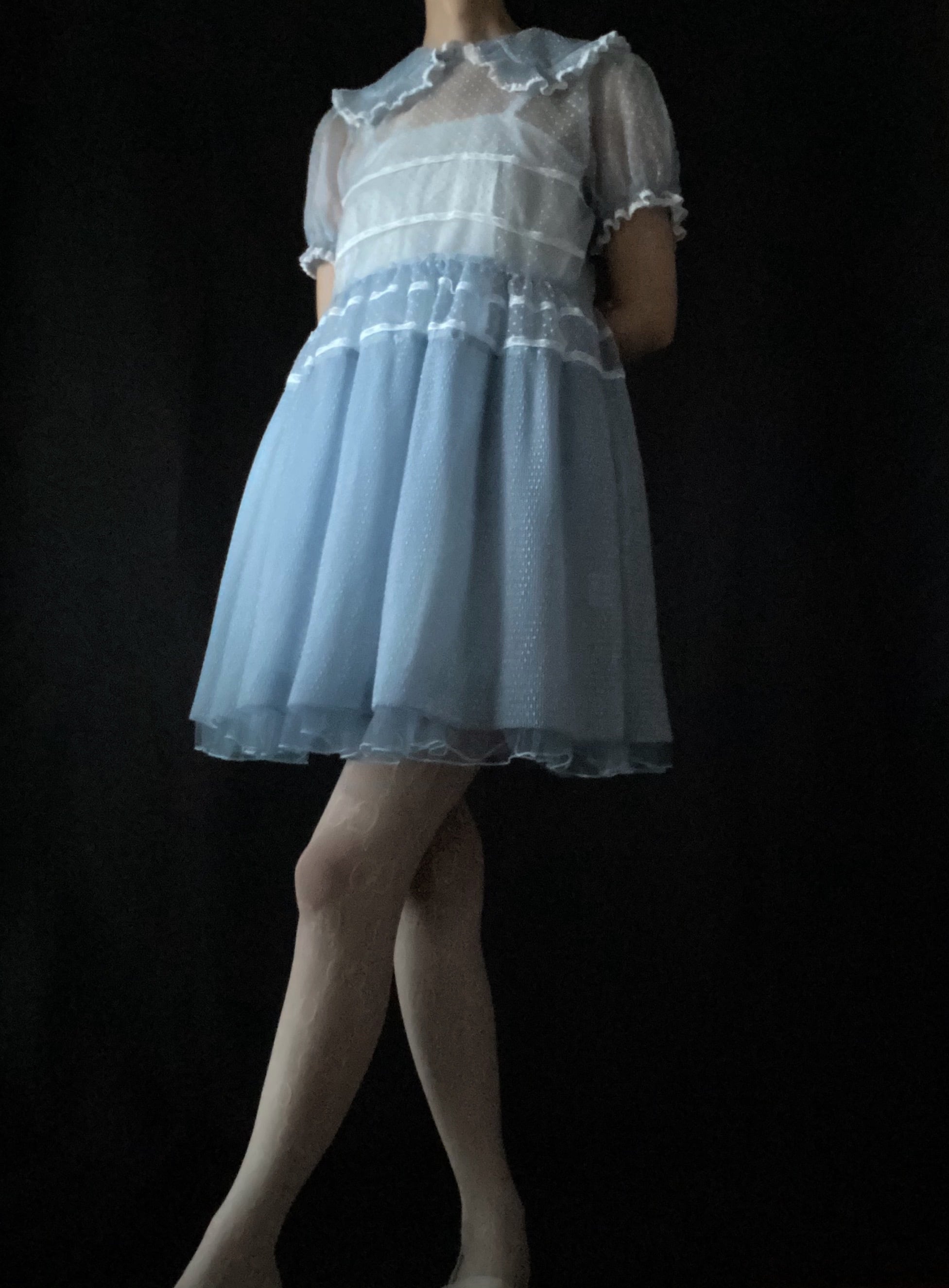 nu uniform kids chiffon dress 【dotted blue】 | nu uniform