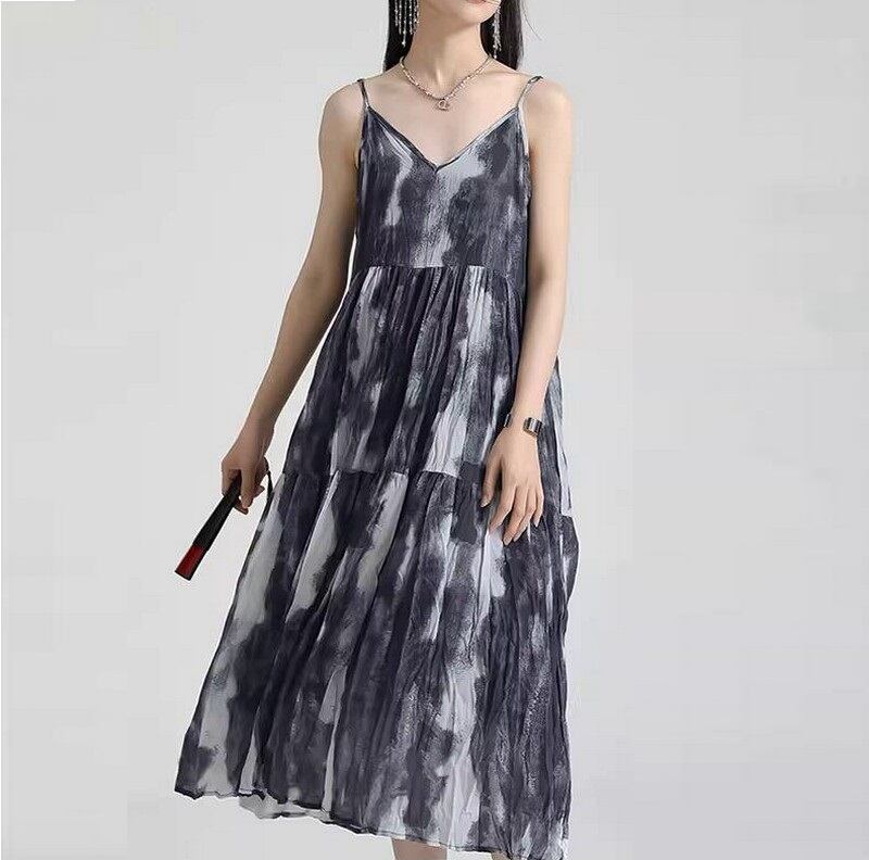 Vネックノースリーブワンピース A0226