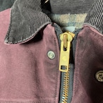 90s USA製　Carhartt ダックジャケット　ワークジャケット　バーガンディ　ブランケットライナー　フェード