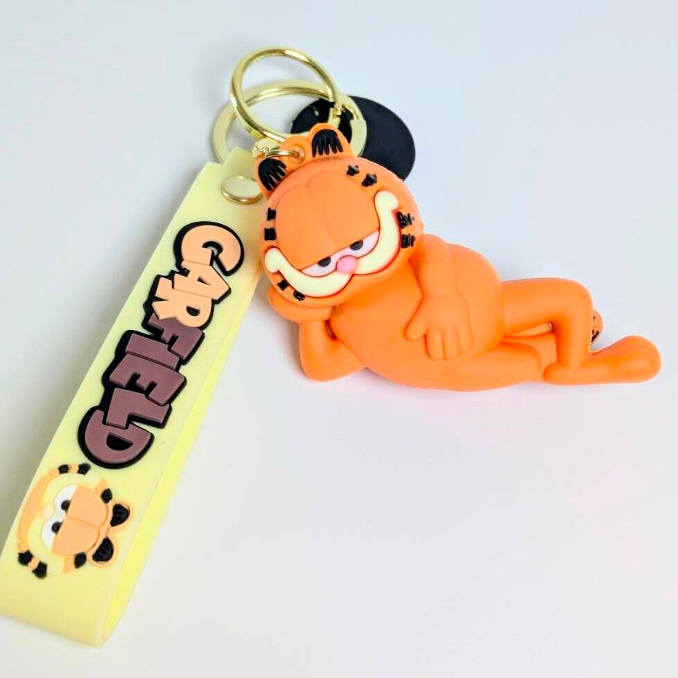 【 Garfield ( ガーフィールド ) 】 3Dラバーキーホルダー ストラップ付き / キーチェーン〚アメリカン雑貨 アメトイ〛