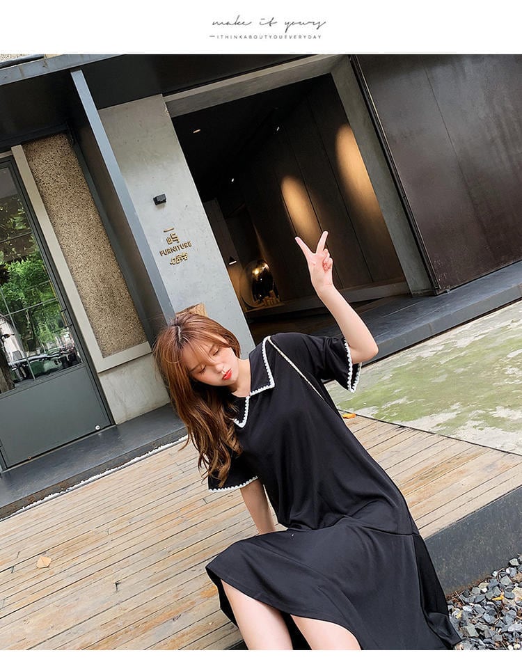 新品 カラーブラックシフォン 韓国 オルチャン K-POP アイドル