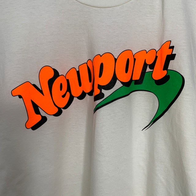 80s Newport ニューポート タバコ銘柄 プリントTシャツ 白 XL
