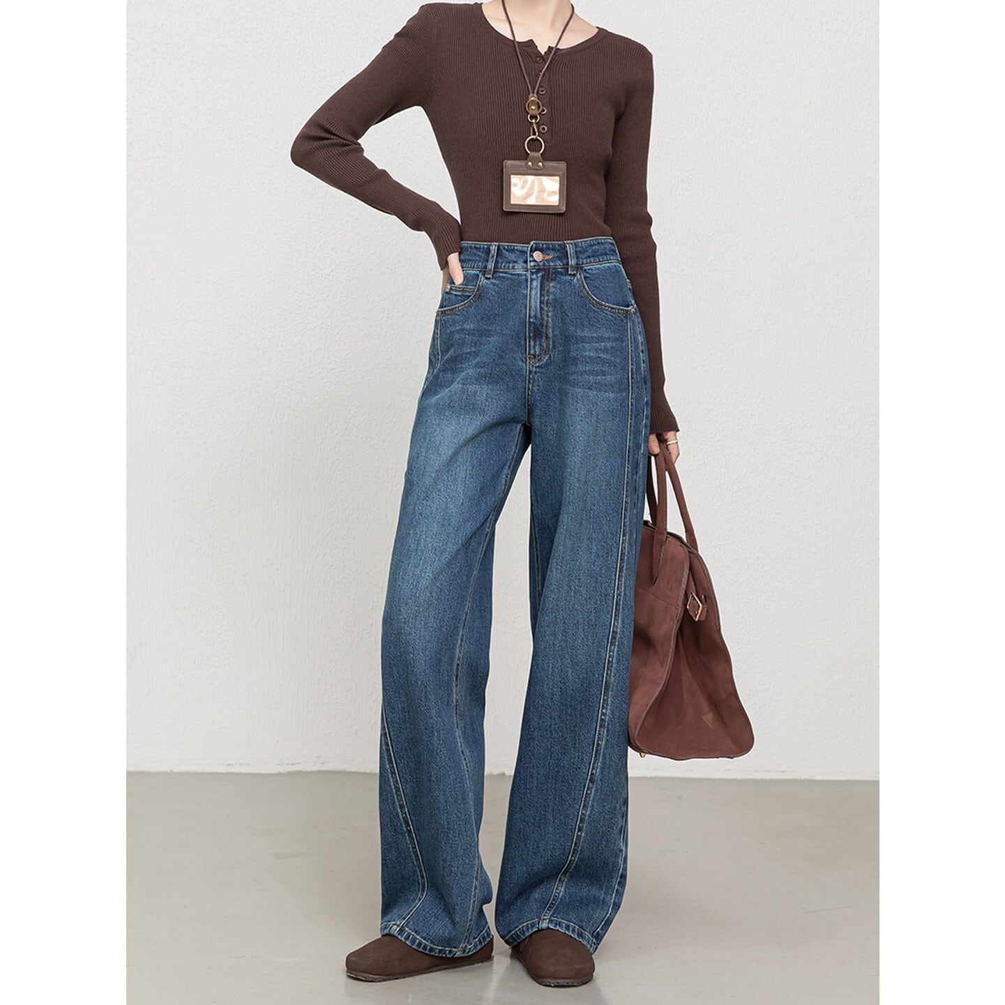 ハイウエスト セミワイドデニムパンツ【S-3XL】 RA3031