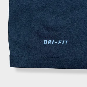 【NIKE】2XL ビッグサイズ Tシャツ スウッシュ ワンポイントロゴ  ポリエステル DRI-FIT ドライフィット 半袖 黒 メキシコ製 MEXICO US古着