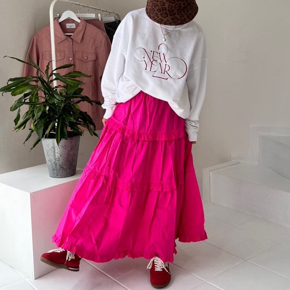 ボリュームロングカラースカート_LN02299