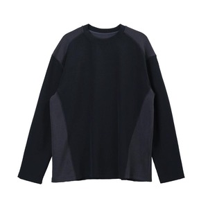 コントラストカラーワッフルロングTシャツ　0812