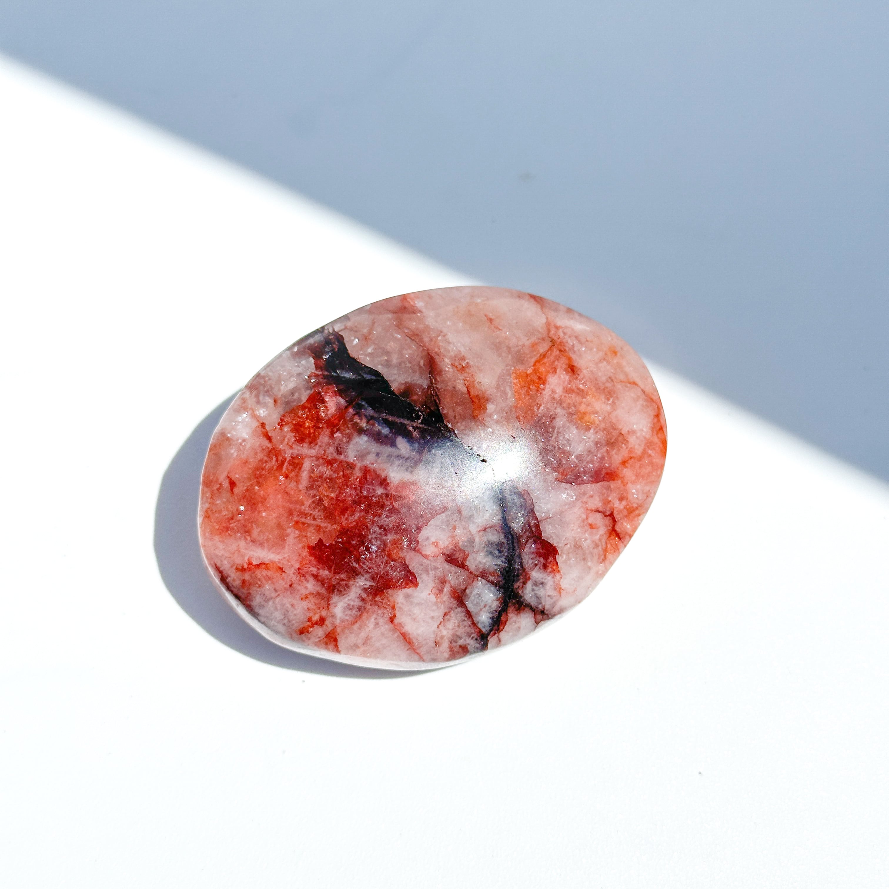 レッドヘマタイトクォーツ パームストーン42◇ Red Hematite Quartz ◇ 天然石・鉱物・パワーストーン・インテリア