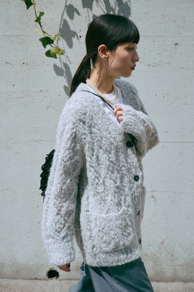 Fluffy Hand Lacy Cardigan Knit