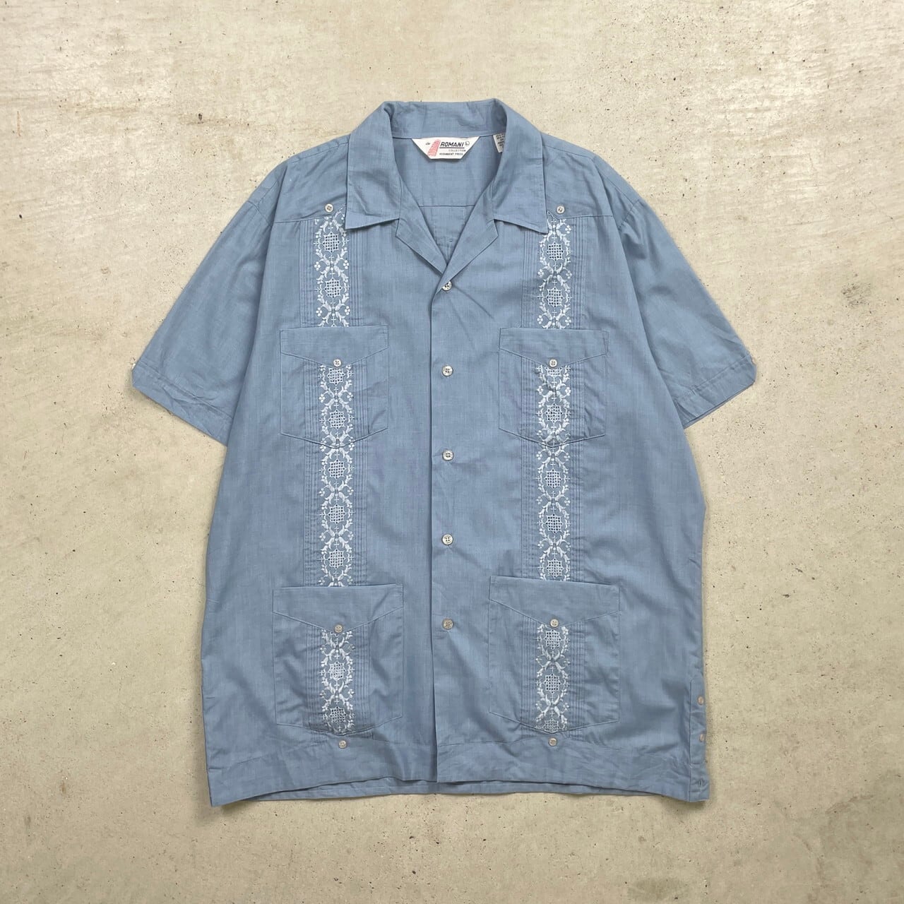 80年代 Romani キューバシャツ メキシカンシャツ 開襟 オープンカラー 