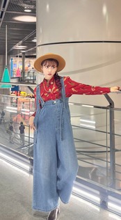 PABC ワイドデニムサロペット